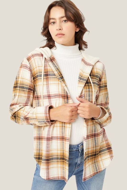 Hooded Button-Up Pullover
