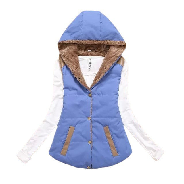 Women's Long Hooded Quilted Vest (One Piece)