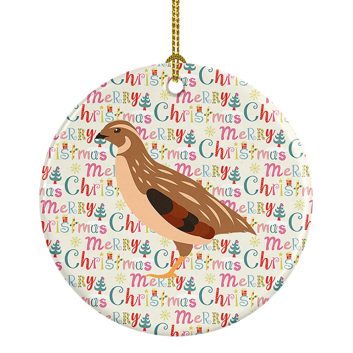 Golden Phoenix Quail Christmas Ceramic Ornament