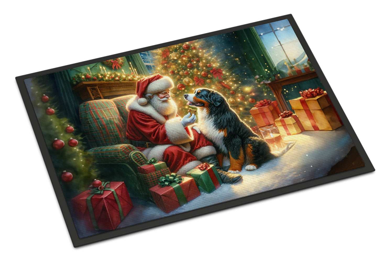 Bernese Mountain Dog and Santa Claus Doormat