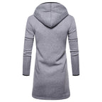 2024 Men's Solid Hooded Long Sleeve Trench Coat