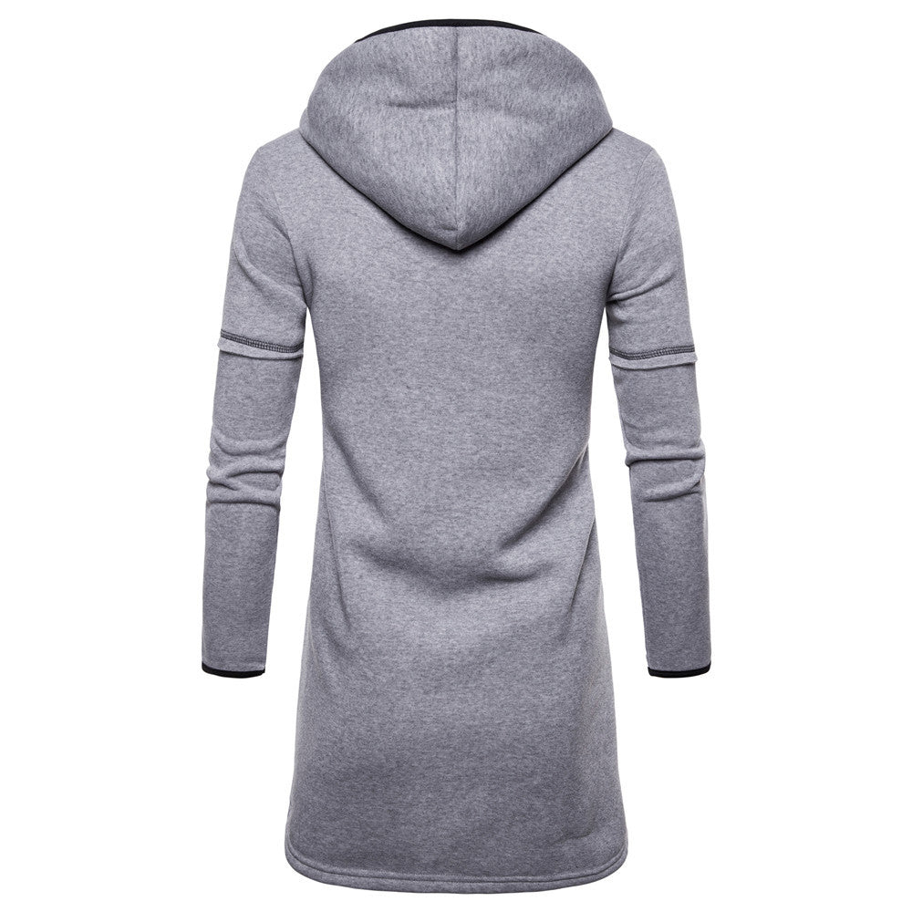 2024 Men's Solid Hooded Long Sleeve Trench Coat