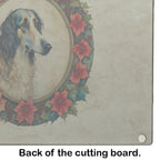 Borzoi Christmas Flowers Glass Cutting Board