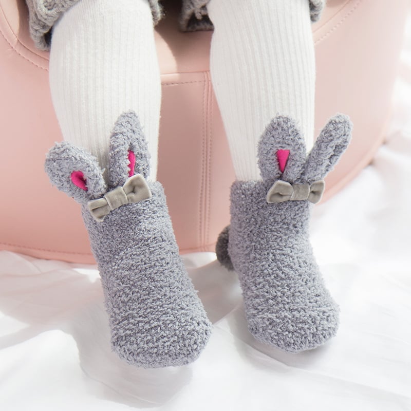 Soft Winter Coral Fleece Baby Girls' Rabbit Socks