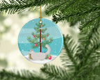 Munchkin Cat Christmas Ceramic Ornament