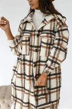Women's Long Check Tweed Cardigan with Pockets