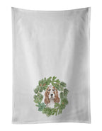 Cocker Spaniel Red and White Christmas Wreath Kitchen Towel Set of 2