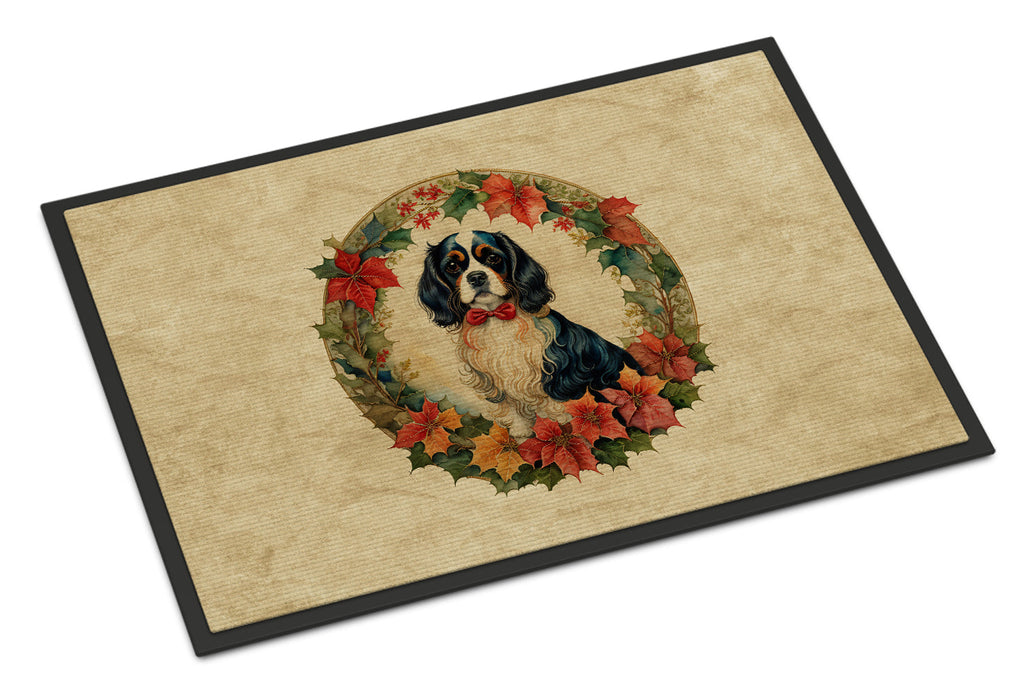 Cavalier Spaniel Christmas Flowers Doormat