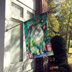 Persian Cat By the Christmas Tree House Flag
