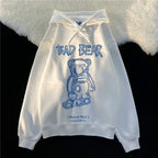 Women's Oversized American Hiphop Bear Hoodie Top | Streetwear