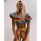 2024 Women's High-Waisted Striped Bikini Swimsuit