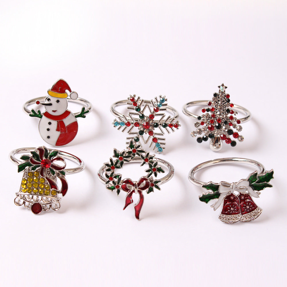 New Christmas Tree Napkin Rings with Snowflake Design