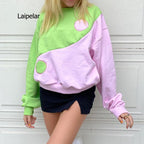 Casual Oversized Pink Hoodie for Women with Contrast Stitching | Streetwear
