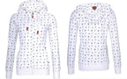 Women's Plus Fleece Sweater with Hooded Zipper Print