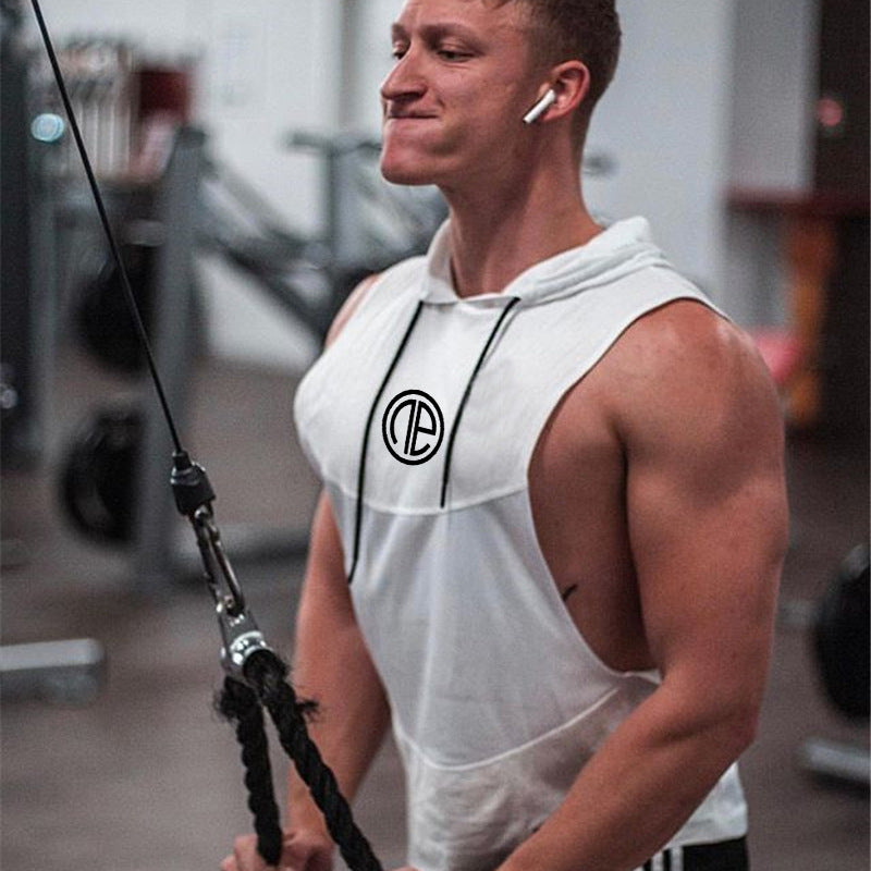 Men's Summer Muscle Brother Hooded Tank Top for Training