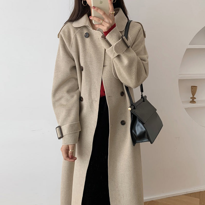 French Vintage Double Breasted Lace-Up Coat