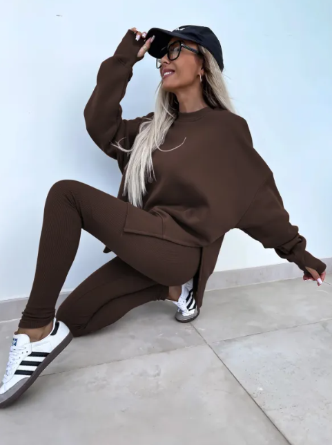 Casual Split Sweater Set