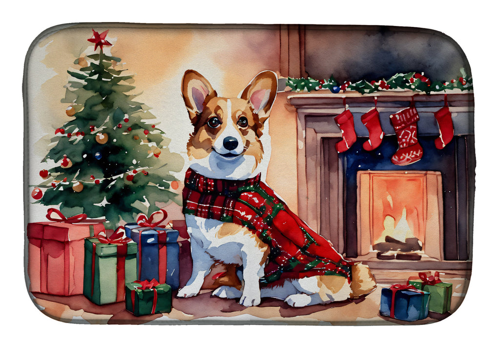 Corgi Cozy Christmas Dish Drying Mat