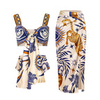 2024 New European Style Ruffled Print Bikini Set