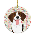 Beagle Tricolor Red Ticked #3 Christmas Ceramic Ornament