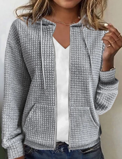 Women's Long Sleeve Zipper Hooded Cardigan Sweater