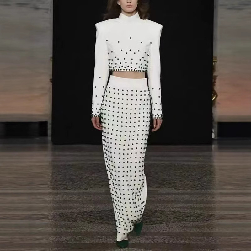 Beaded Half Turtleneck Suit