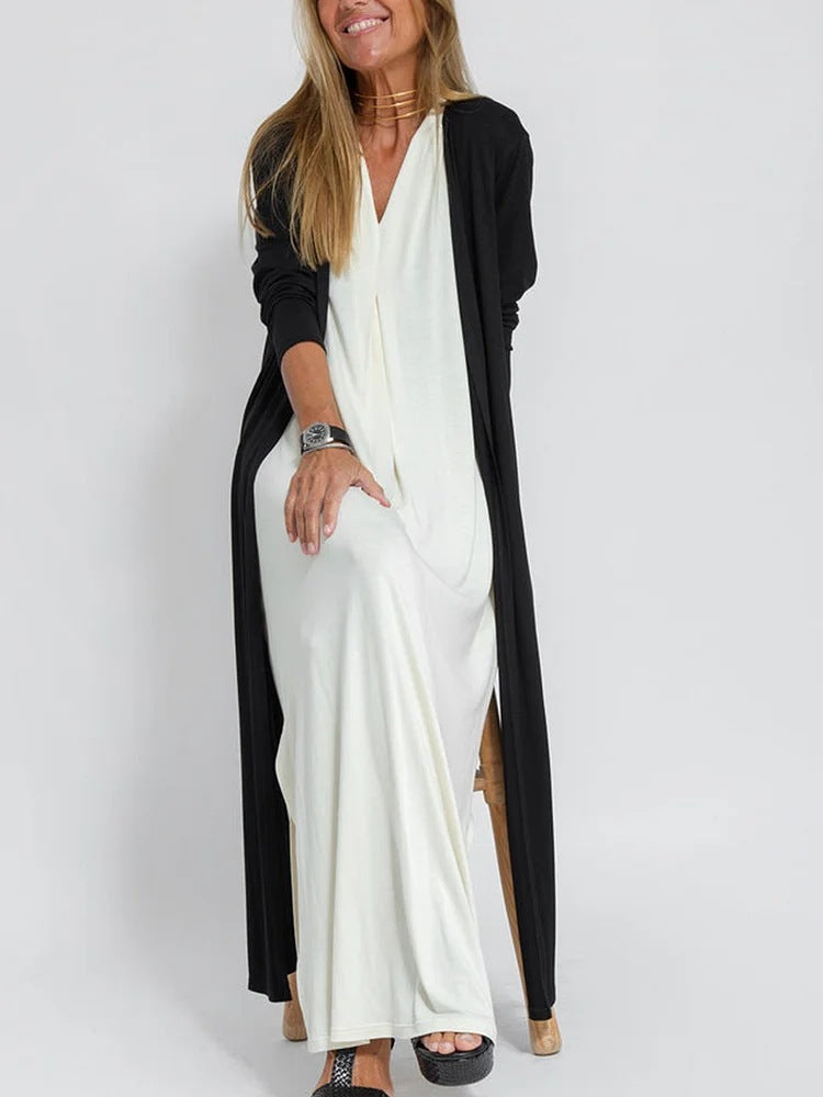 Fashionable Solid Color Long Sleeve Trench Coat
