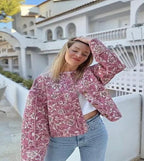 Floral Print Summer Outfit with Collared Jacket (One Piece)