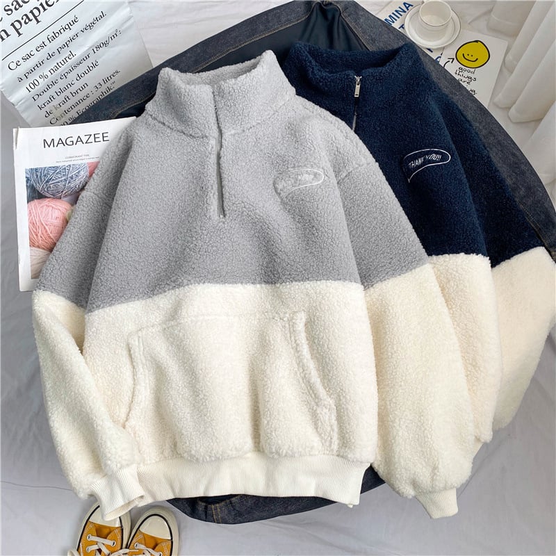 Semi High Collar Warm Plush Coat