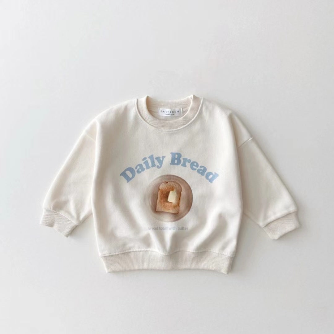 Girls' Cartoon Long Sleeve Bread Sweater