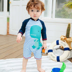Kids' Shark Long-Sleeve One-Piece Rashguard Swimsuit