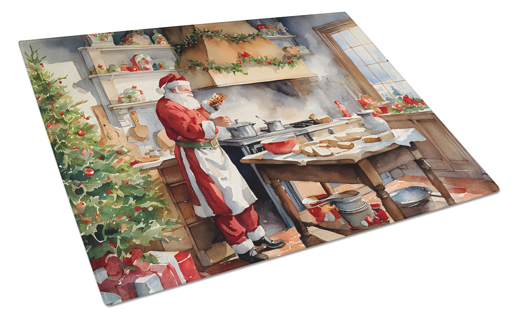 Cookies with Santa Claus Glass Cutting Board