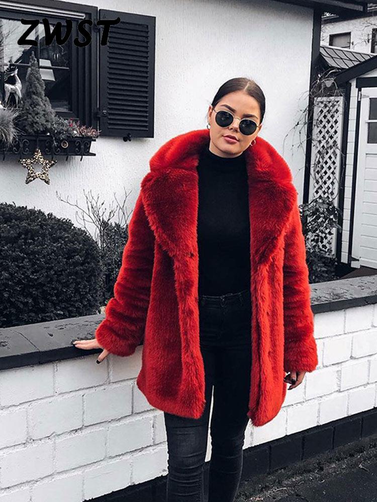 Long Fashionable Plush Fur Warm Loose Jacket Winter