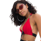 Sleeveless Halter Crop Top with Tie Closure