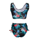 Tropical Lace-Up High-Waist Bikini Set