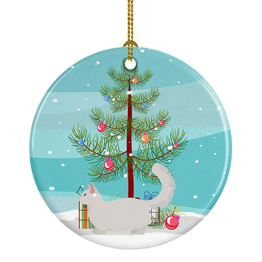 Munchkin Cat Christmas Ceramic Ornament