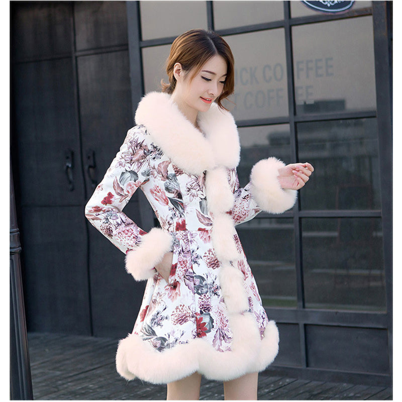 Chic Thicken Warm Women's Winter Jacket with Faux Fur