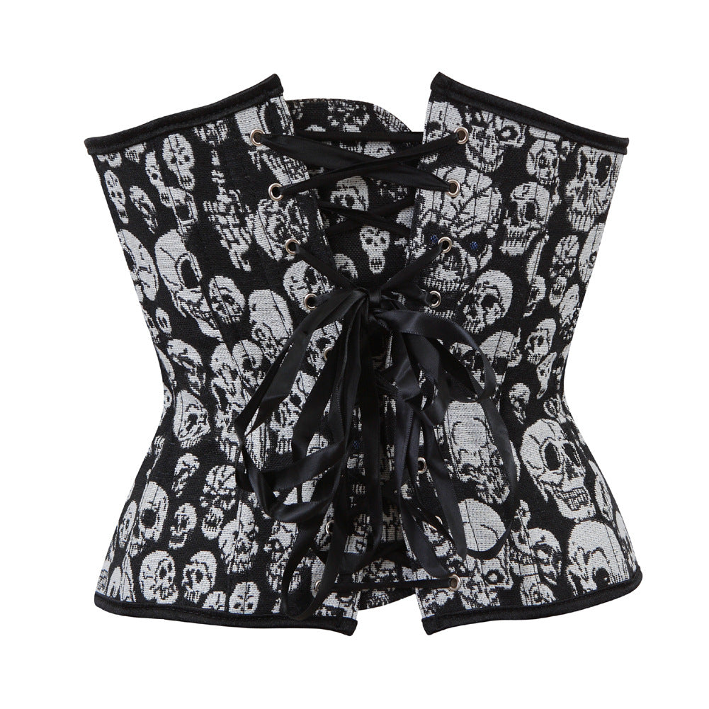 Skull Pattern Shaping Waist Corset Top for Wholesale