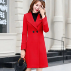 Feminine All-Match Woolen Coat with Lapel Waist