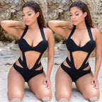 Women's Black One-Piece Swimsuit Bodysuit