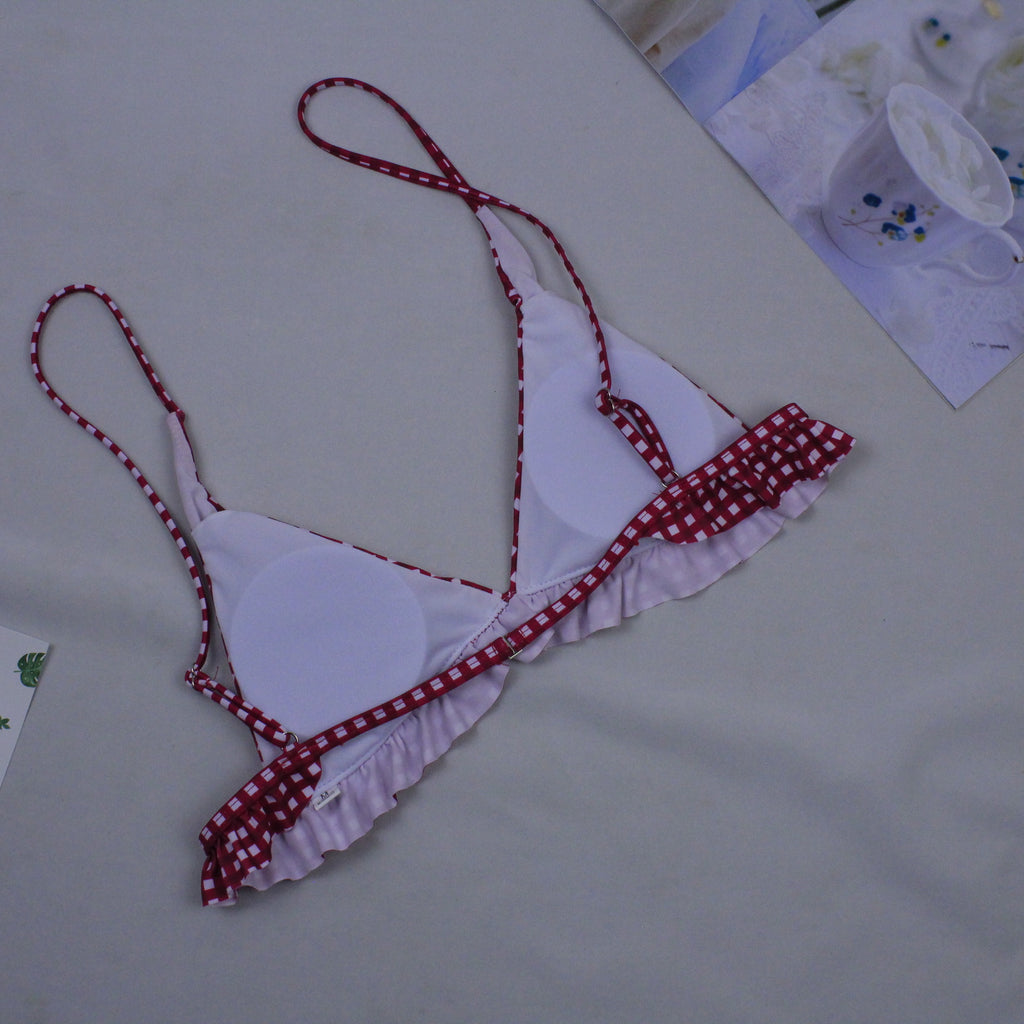2019 New Sexy Plaid Bikini with Ruffled Straps