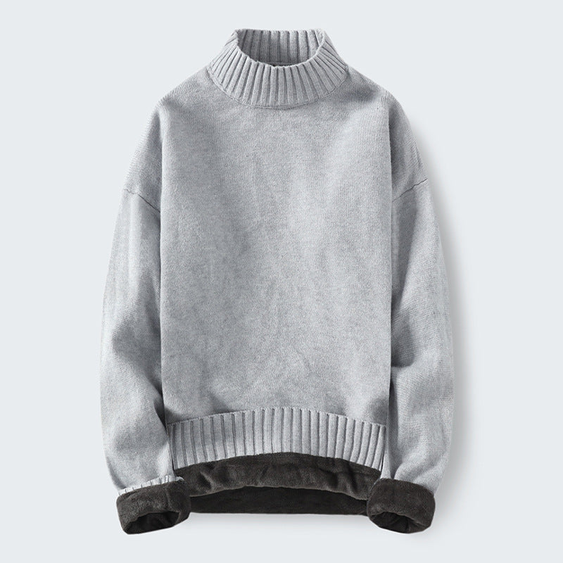Men's High Neck Plus Fleece Padded Sweater
