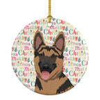 German Shepherd Red and Black Christmas Ceramic Ornament