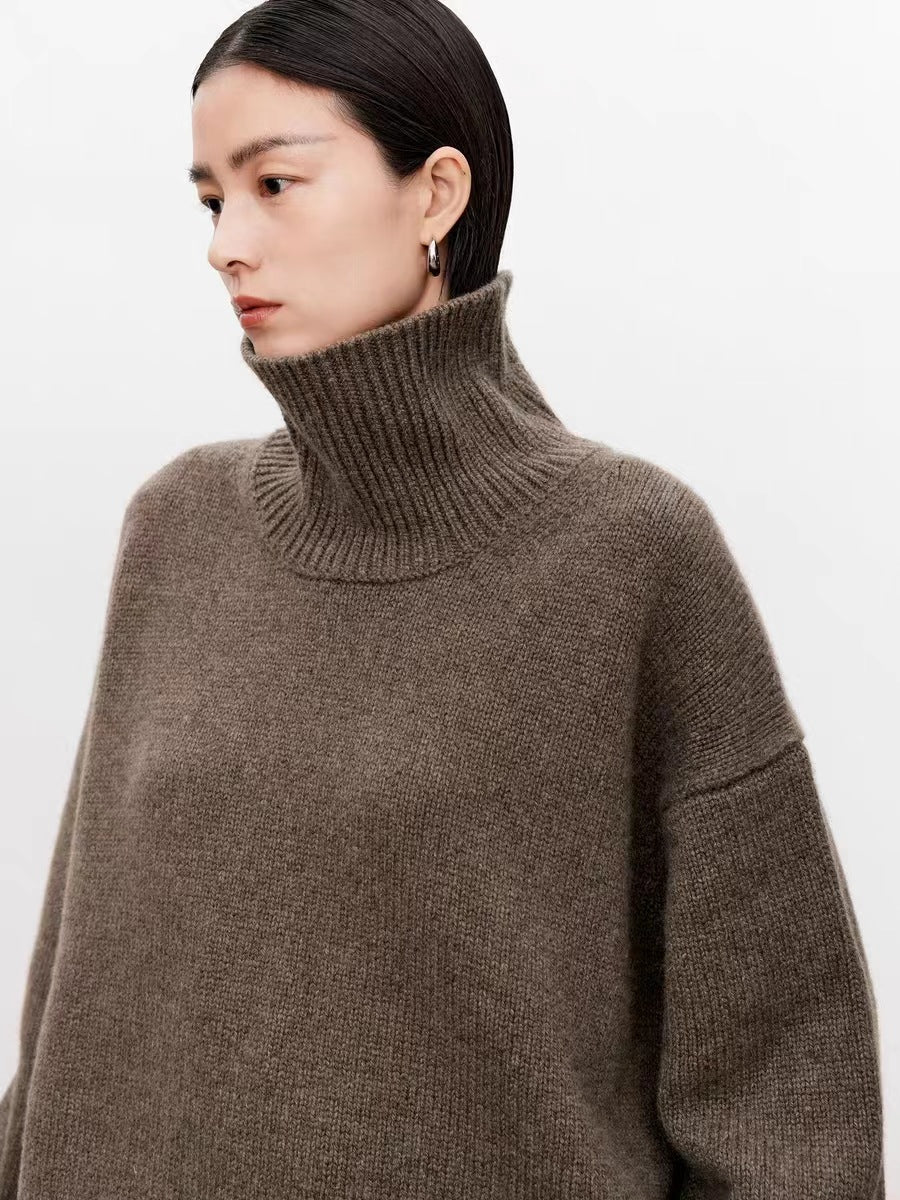 Solid Color Turtleneck Sweater - Warm & Comfortable