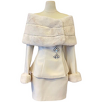 Early Spring New Fashionable Socialite Temperament Off-shoulder Environmental Protection Fur Short Coat Skirt