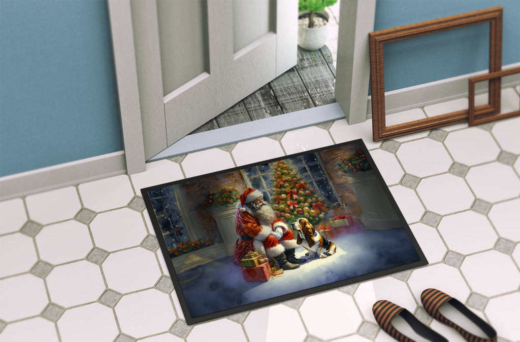 Basset Hound and Santa Claus Doormat