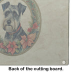 Schnauzer Christmas Flowers Glass Cutting Board