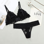 Women Lace Bra and Briefs Set - Wire-Free Lingerie