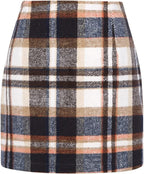 Women's High Waist Plaid Wool Pencil Mini Skirt