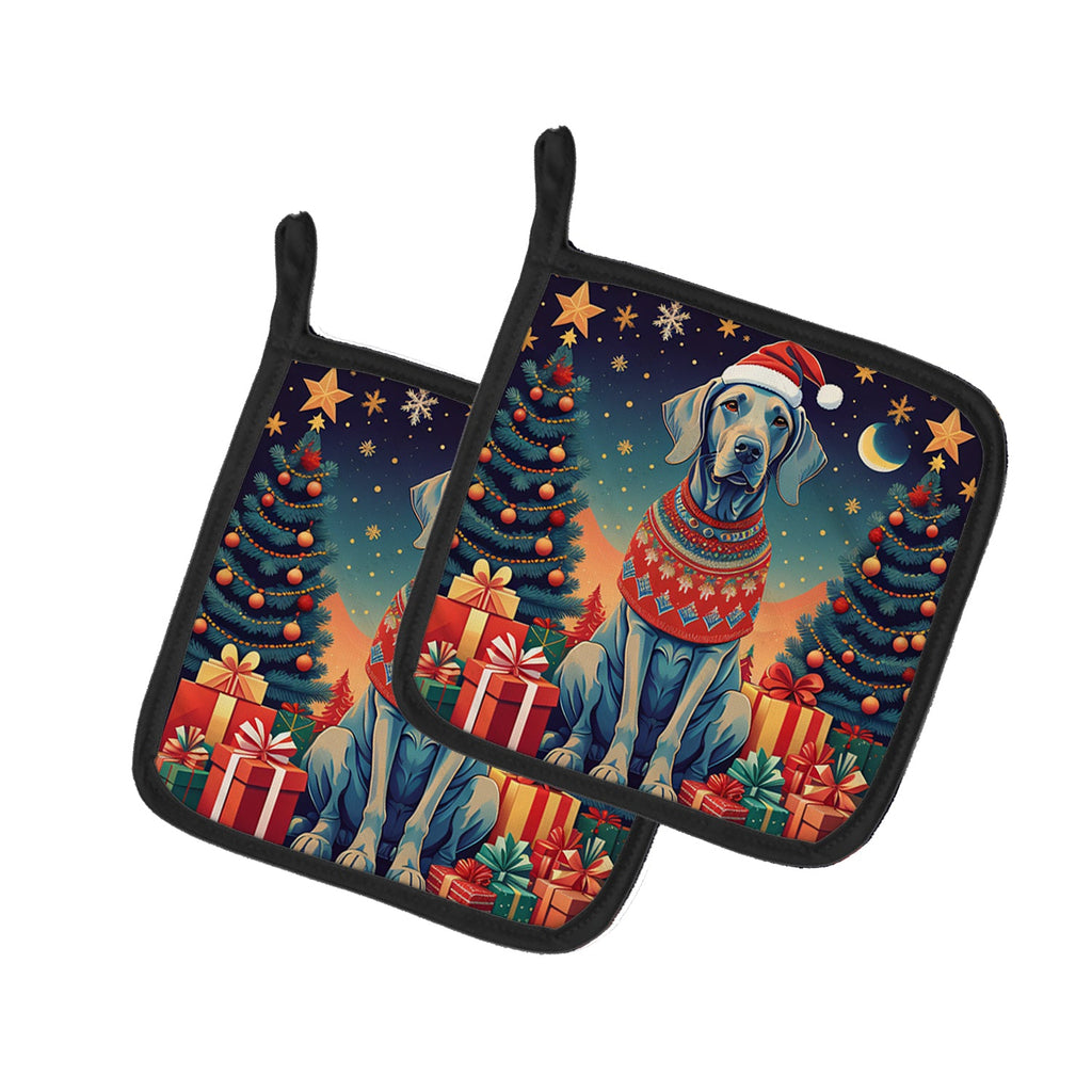 Weimaraner Christmas Pair of Pot Holders
